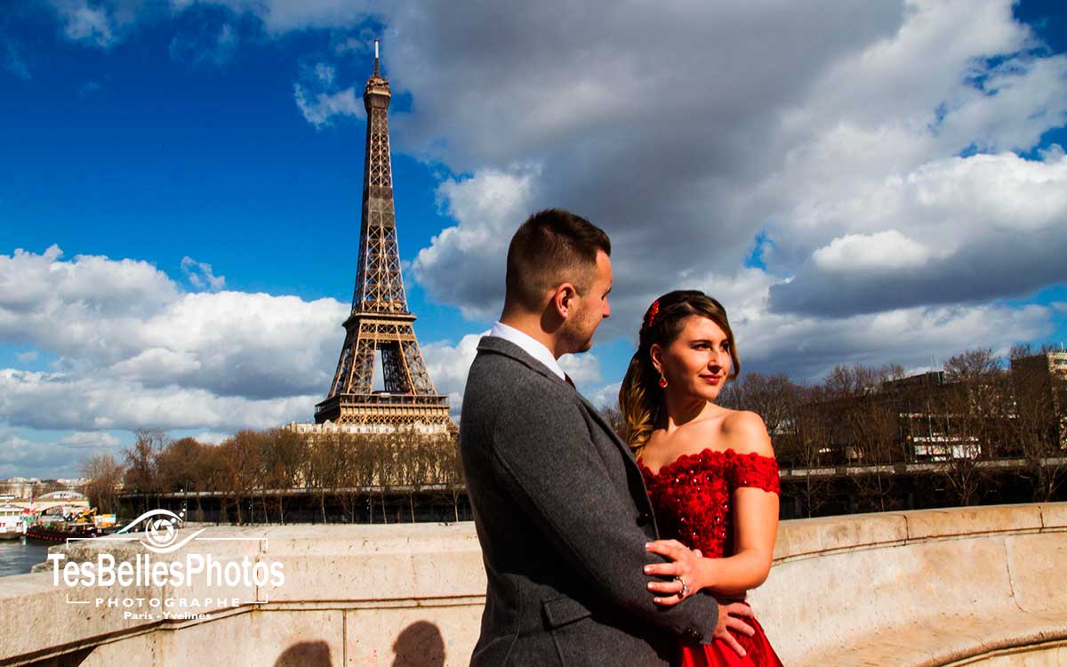 Photo de couple à Paris, shooting couple d'anniversaire mariage Paris
