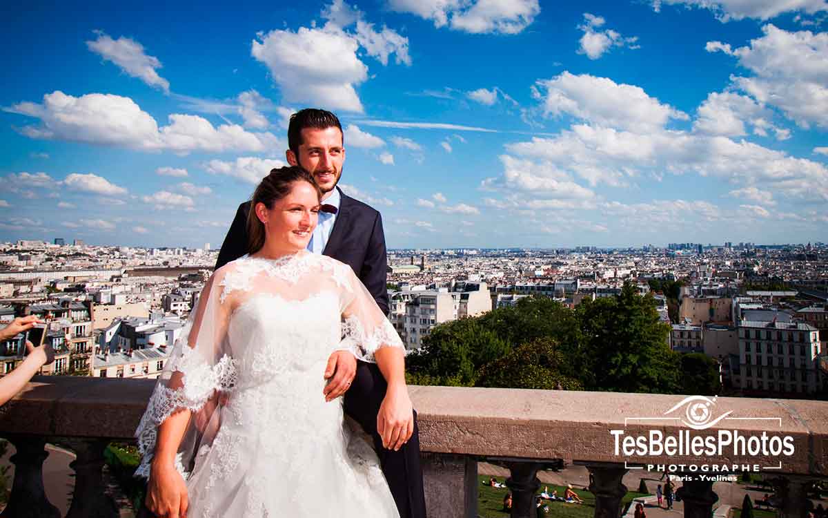 Séance photo mariage à Paris Montmartre, photographe mariage shooting photo couple Day After Montmartre Paris