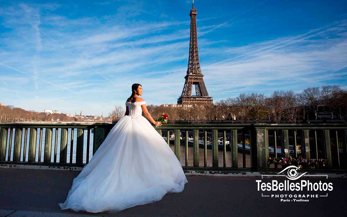 Photo pre-wedding, photo portrait chinoise pre-wedding Pont de Bir-Hakeim Paris