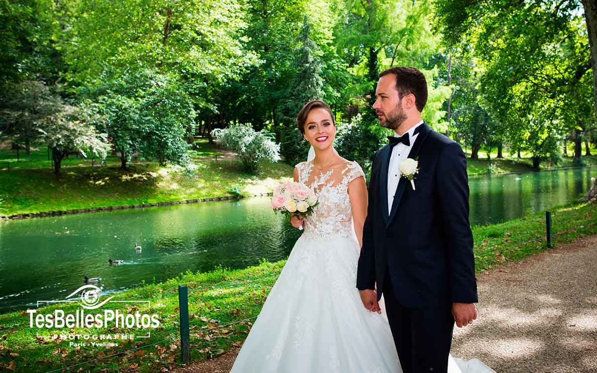 Séance photo mariage dans le Parc de Poissy, shooting photo couple mariage à Poissy