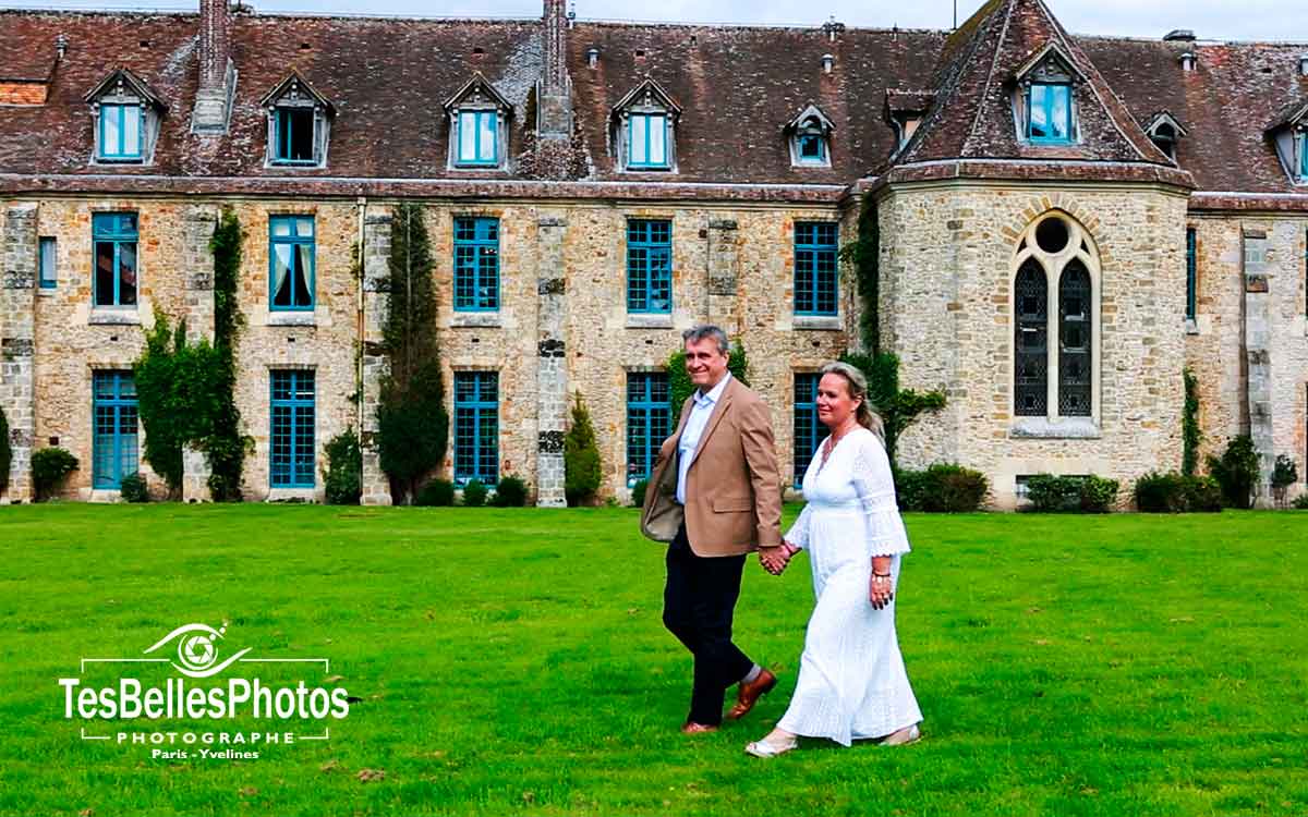 Photographe anniversaire de mariage Yvelines, reportage photo d'anniversaire mariage au Domaine de l'Abbaye des Vaux de Cernay en Yvelines
