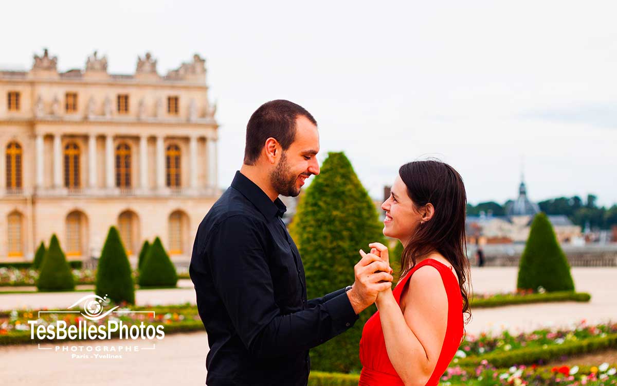 Photo couple Versailles, photos d'engagement Versailles, photographe couple Versailles