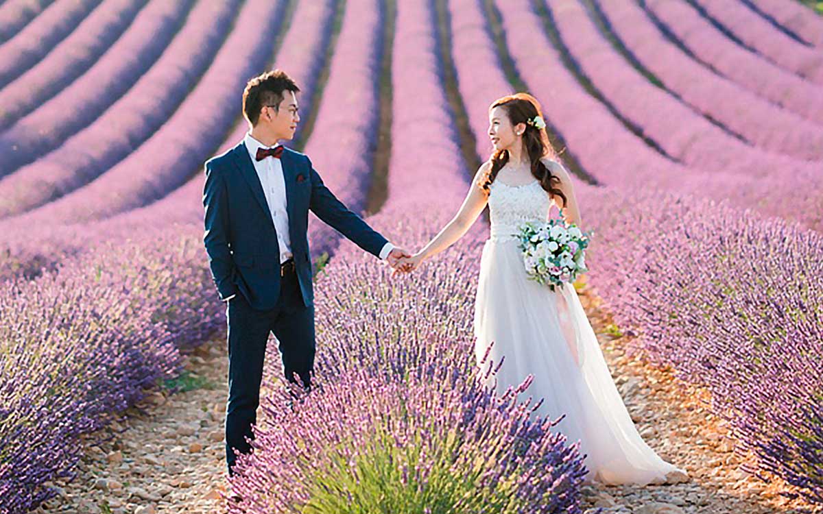 Photographe chinois, photographe de mariage chinois Valensole, séance photo de pré-mariage pour couple chinois Valensole