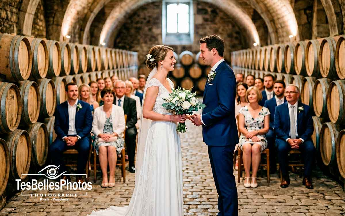 Photographe mariage Calvados – cérémonie laïque dans une cave de Calvados