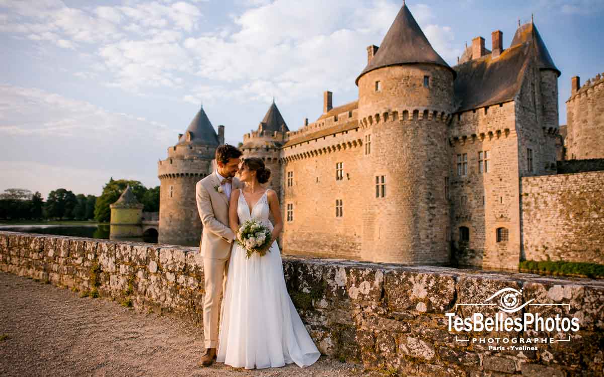 Photographe mariage Morbihan – séance couple élégante Château de Suscinio à Sarzeau