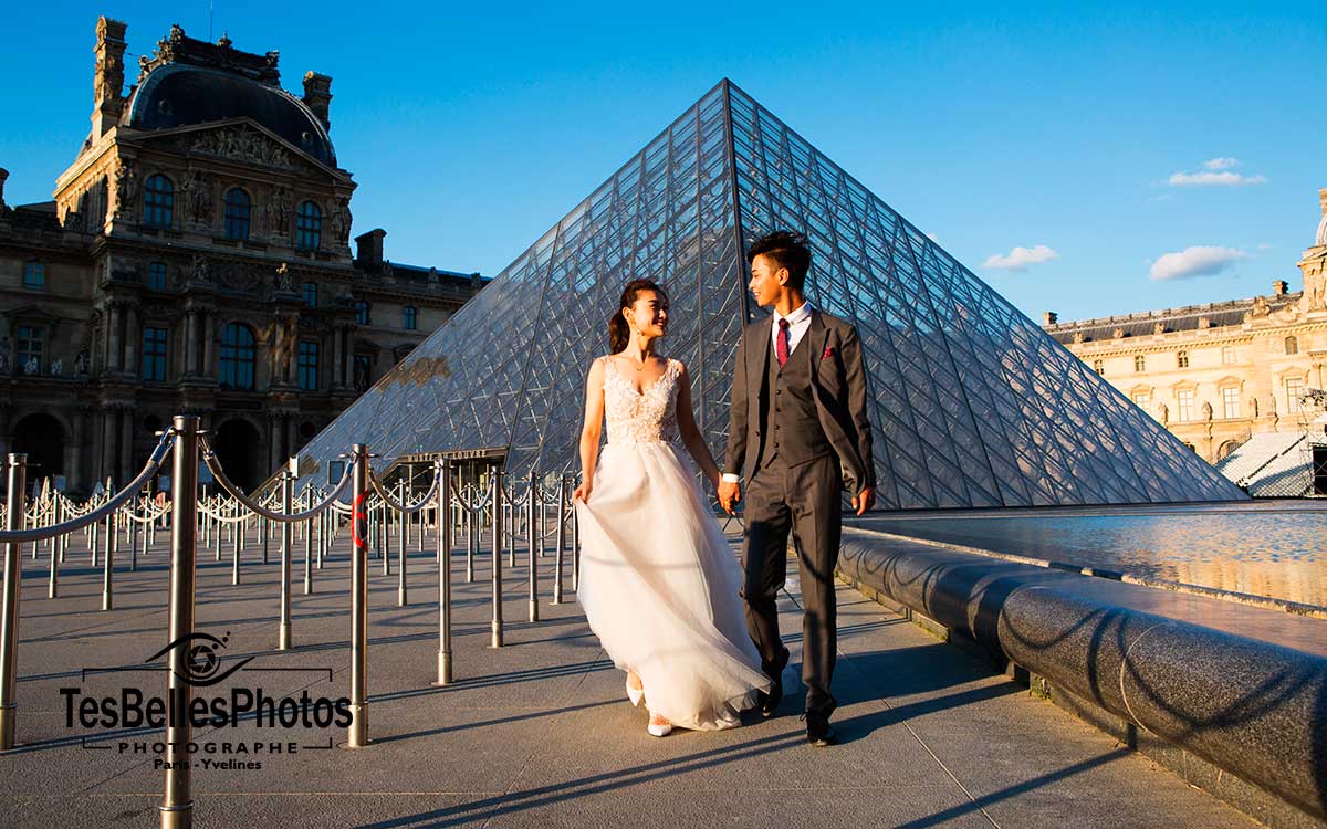 Photo shooting couple chinois à Paris, séance photo pre wedding Paris