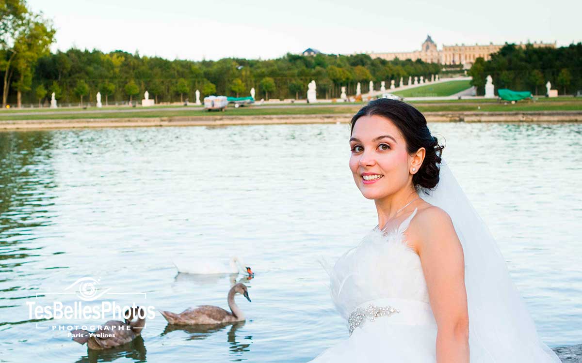 Photo mariage Versailles, photo de la mariée au Parc de Versailles, photographe de portrait Versailles