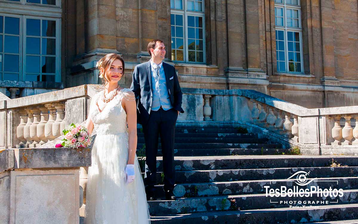 Photo mariage, séance photo couple au château de Maisons-Laffitte