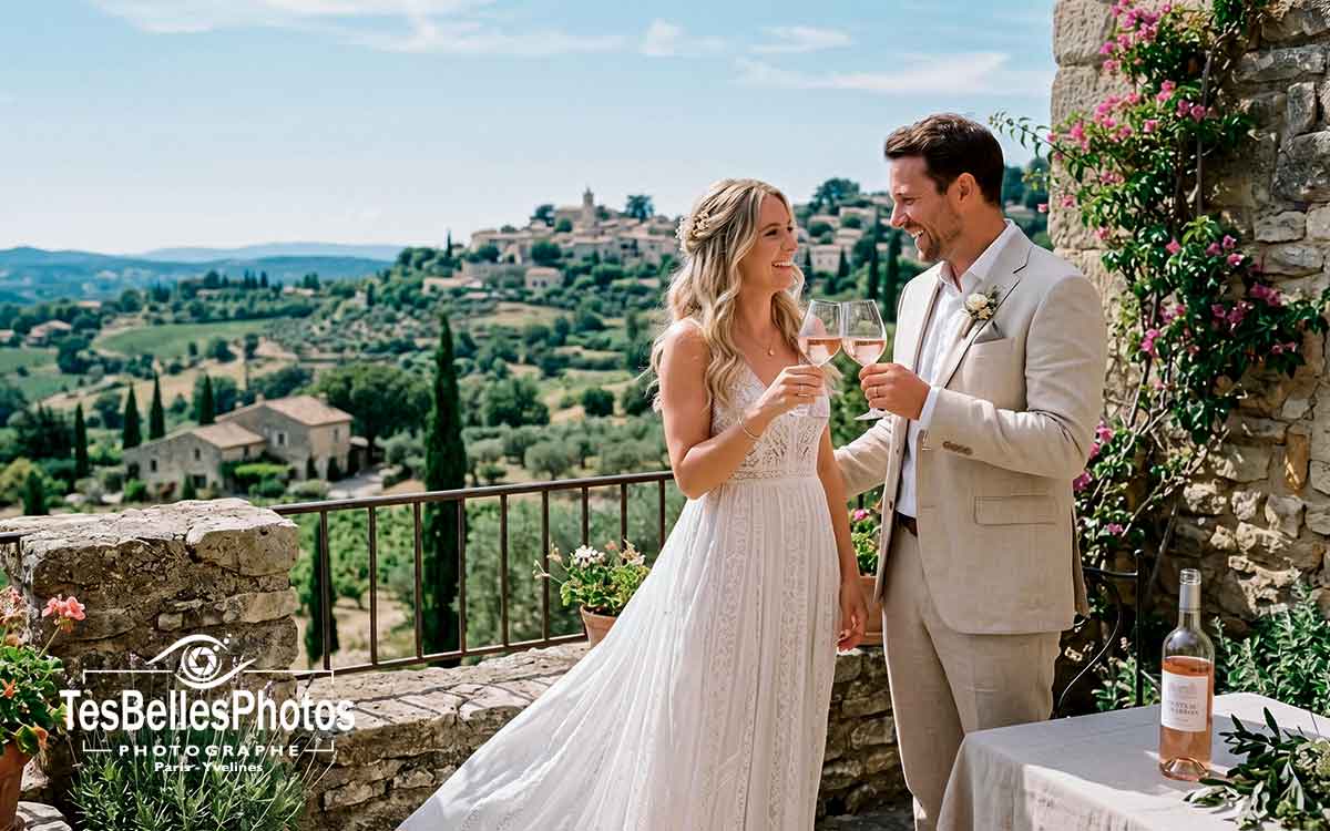 Photographe mariage Vaucluse – couple de mariés à la réception élégante à Carpentras