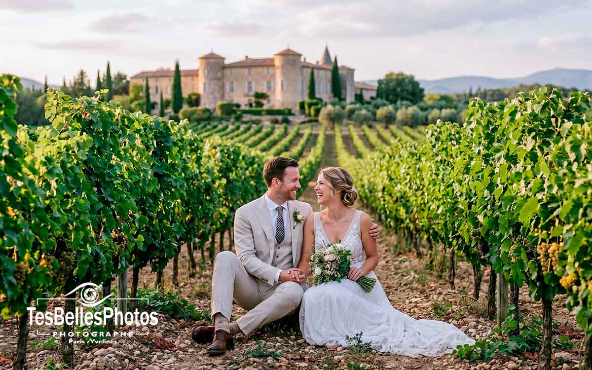 Photographe mariage Vaucluse – séance couple naturelle dans un vignoble