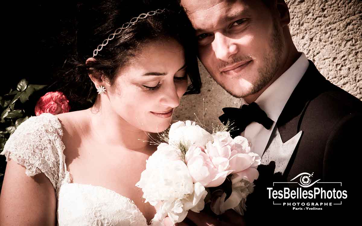 Photo shooting couple de mariage Domaine de Brunel Aincourt
