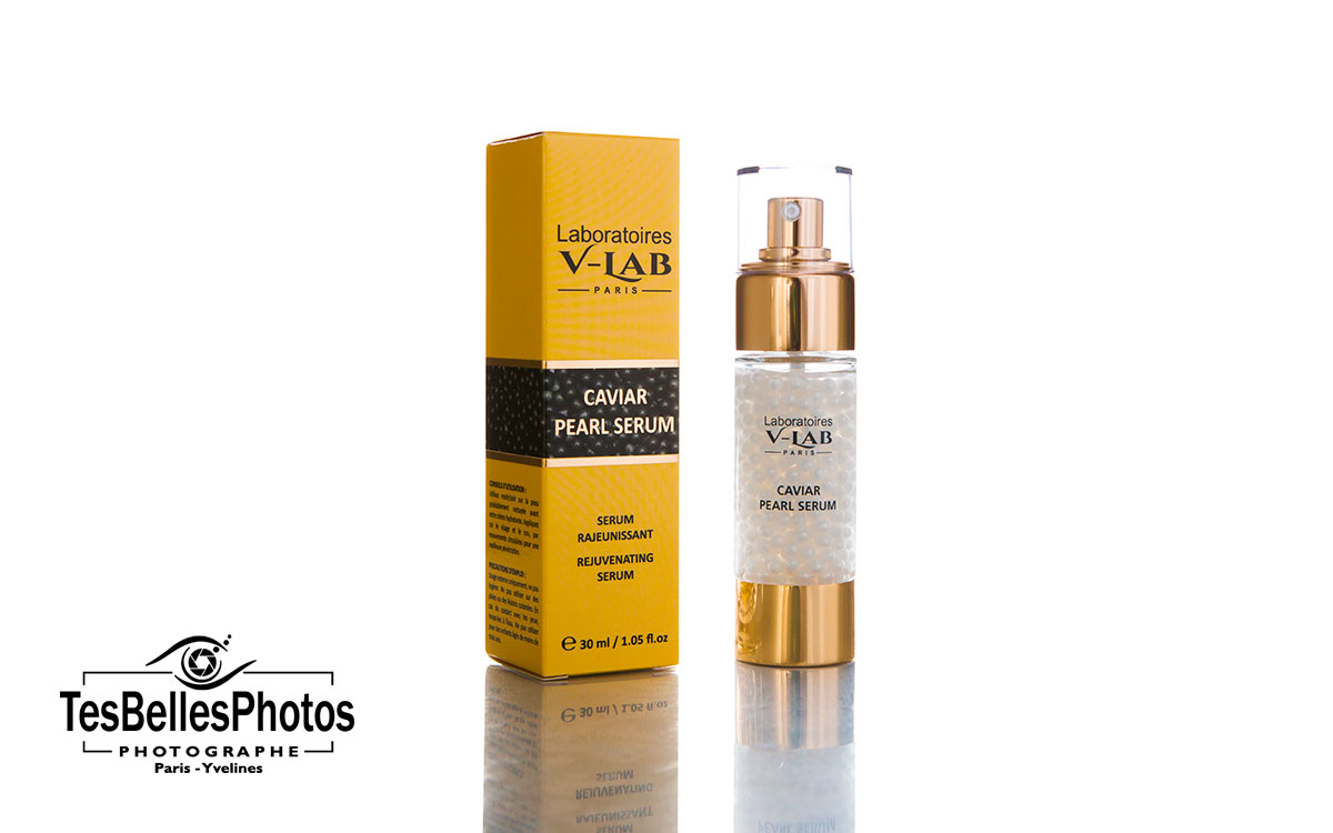 Packshot cosmétiques des produits de beauté pour femme laboratoires V-Lab