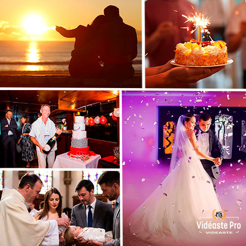 Vidéaste événementiel réalisant des reportages vidéo pour mariages, anniversaires, baptêmes, couples et entreprises